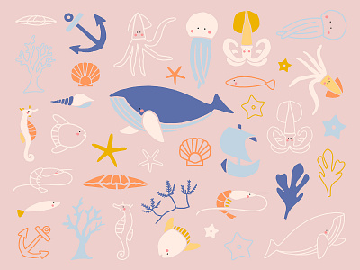 Cute Sea World Sticker Kit