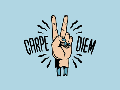 Carpe Diem | Cool Vector Badge adobe awesome badge cool graphics creative design fingers freebie freedom fun graphic design hand hipster illustrator life peace sign retro vector vector badge vintage