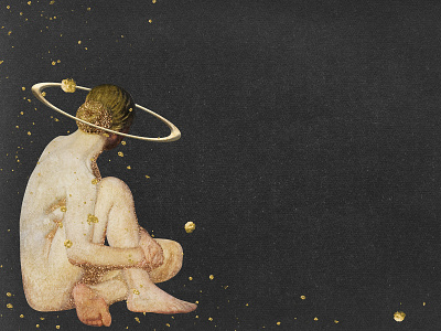 Woman + Space Background | Vintage Collage Art