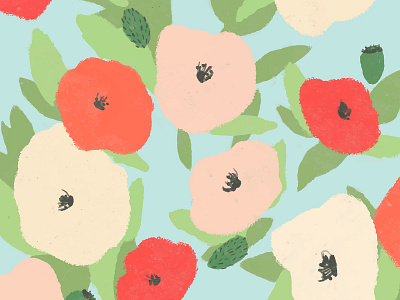 Flower Graphics | Poppy Background background bright colorful design flat floral floral art floral pattern flower graphic design hand drawn illustration illustrator poppies poppy psd seamless pattern summer vector vibrant