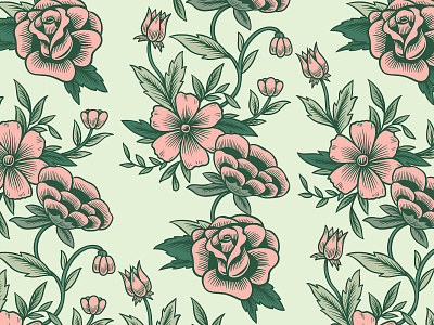 Retro Floral Pattern | Seamless Vector Illustrations daisy decoration design fabric floral flower graphic design illustration illustrator pattern pattern art png psd retro rose seamless spring textile vector vintage