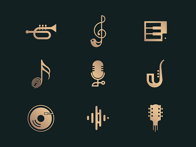 Music Logo Elements branding collection creative design graphic design icon icon set illustration illustrator kit logo modern logos music musical app pack psd set symbol unique vector