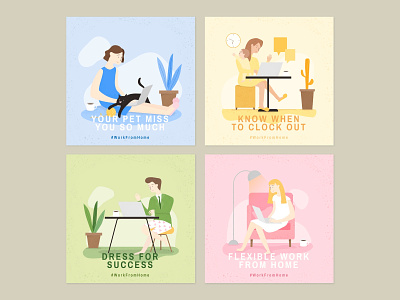 Work From Home Awareness | Free Editable Template characters coronavirus design download freebie graphic design home house illustration illustrator instagram ad instagram post life lifestyle people template the new normal vector wfh work from home