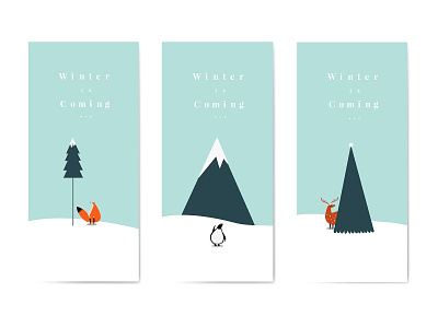 Winter Is Coming Poster | Editable Vector Template adobe animal cartoon christmas cold december deer design fox freebie graphic design holiday illustrator merry christmas penguin poster snow vector winter winter is coming