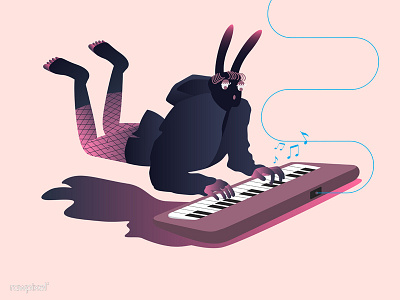 Sweet Rock gradient illustration keyboard music pink rabbit sweet vector