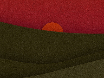 Sunset. (Fragment of the social poster) green illustration minimalistic orange paper cutout red social poster sunset vector