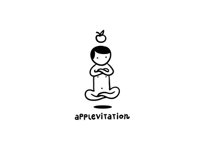 applevitation / Illustration from the serie about Tyler Kirk apple black illustration levitation lineart minimalistic white zen