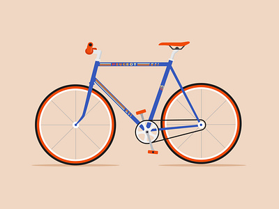 Daddy's vintage bike bike blue digital flat design flat illustration illustrator peugeot ride vector vintage