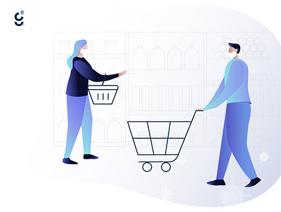 Whitepaper - Grocery Industry Statistics, Trends & Analysis cart digital gradients grocery illustration illustrator mask newnormality shopping startup supermarket trends ui vector virus whitepaper