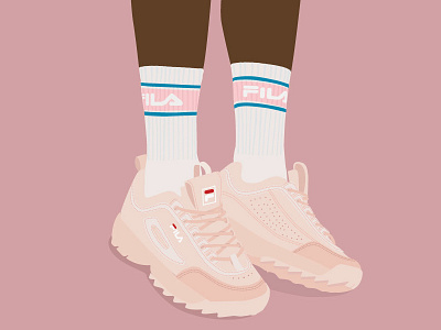 sneakers lover disruptor fila illustration legs sneakers socks sport