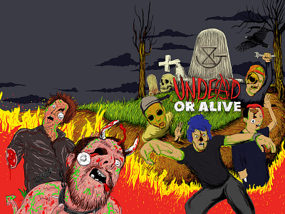 Undead Or Alive - Album Cover Illustration album cover comic digital art horror illiustration packaging vector zombies