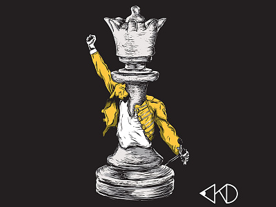 God Save The Queen band chess drawing illustration parody queen