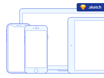 Free Sketch mockups: Apple devices apple blue freebie ipad iphone iphone x macbook mockup outline sketch