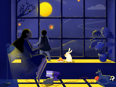 Happy Mid-autumn Festival illustration ui web