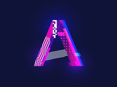 GLITCHY A abstract acid graphics colorful glitch glitch art glitch effect letters logo design typography
