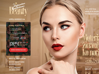 Jankunas Beauty beauty fashion girl gold landing plastic surgery ui ux web design website woman