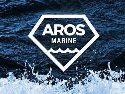 Aros Marine blue branding diamond interior logo marine outline sea ship stroke vessel wave