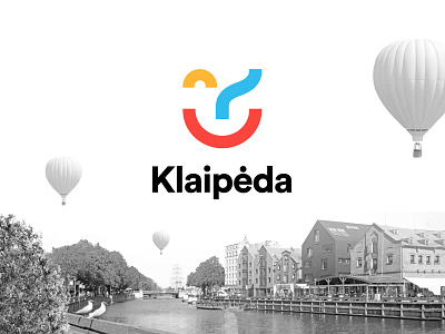 Logo for city Klaipeda bold city clean colors klaipeda lithuania logo minimalistic smile