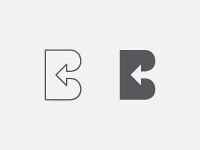 Backwards arrow b backwards design logo logomark mark negative negativespace
