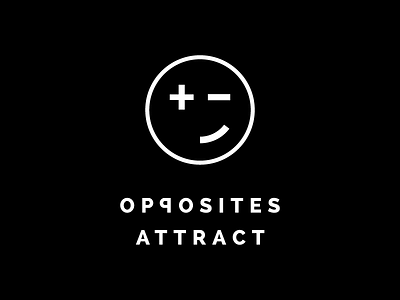 Opposites Attract attract attraction dating face icon logo mark match minus opposites plus wink