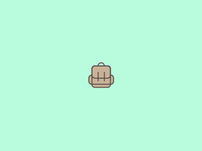 Knapsack backpack brown green icon icons illustration knapsack mark minimal minimalism outline outlined pack simple simplicity