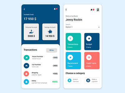 Bank App inspired by Material Design (Pantone Color of the Year) classic blue color of the year design material design material design for bootstrap mdb mdbootstrap mobile app mobile app design mobile design mobile ui pantone web design