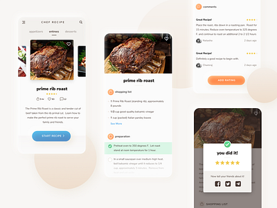 Recipe App chef app cooking app figma food food listing mobile mobile ui product design recipe app ui
