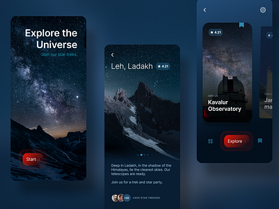 Travel App for Stargazers cool colors product design stargazing ui ui design