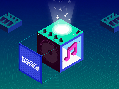 Amplify music 3d amplifier cool colors illustration isometric music