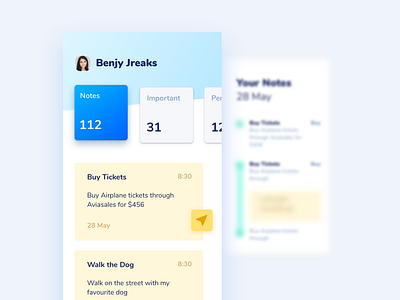 Notes App cool colors depth notes app product design ui design