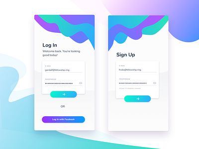 Aqua UI app ui cool colors gradients login mobile onboarding product design purple sign in signup sketch uidesign