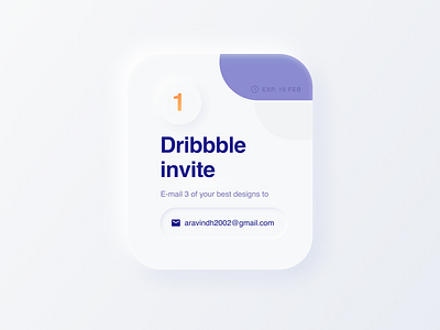 Invite Giveaway dribbble giveaway invite neumorphic neumorphism skeumorphism soft ui ui design