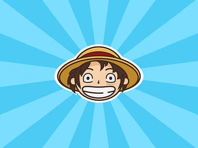 Luffy Chibi anime art avatar blue branding chibi colorized design illustration logo luffy manga one piece pirate straw hat vector