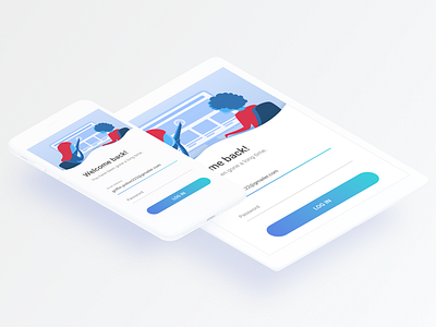 Daily UI #1: Login app blue clay clean daily ui challenge design flat illustration ipad log in login minimal mobile red register sign in sign up ui ux white