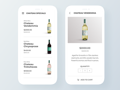 Daily UI #2: Wine Product Card UI blue card checkout clay clean daily ui challenge iphone mobile product ui ux white wine