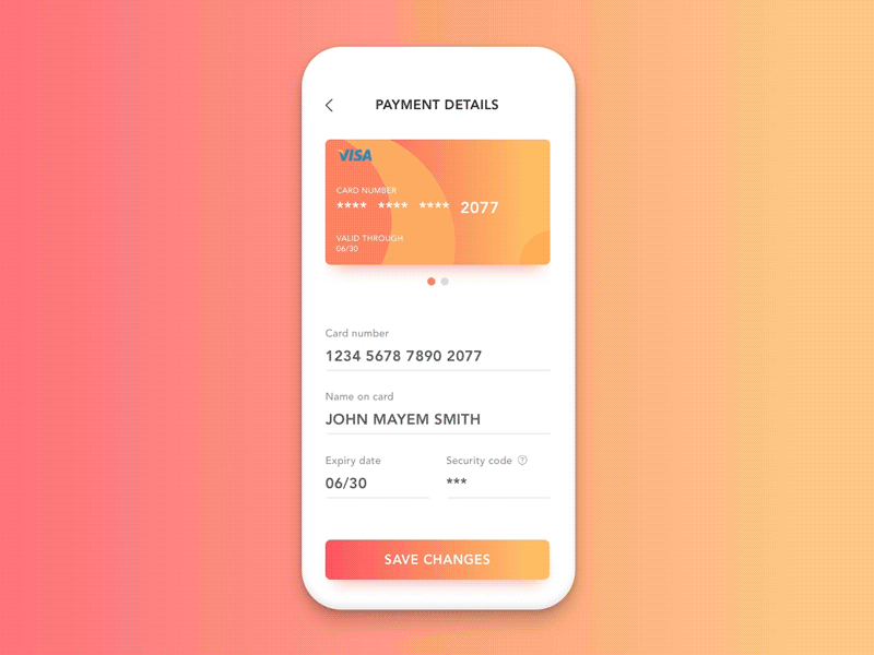 Credit Card Info Form UI Interaction