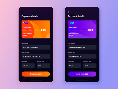 Daily UI #4: Credit Card Info Form Dark UI