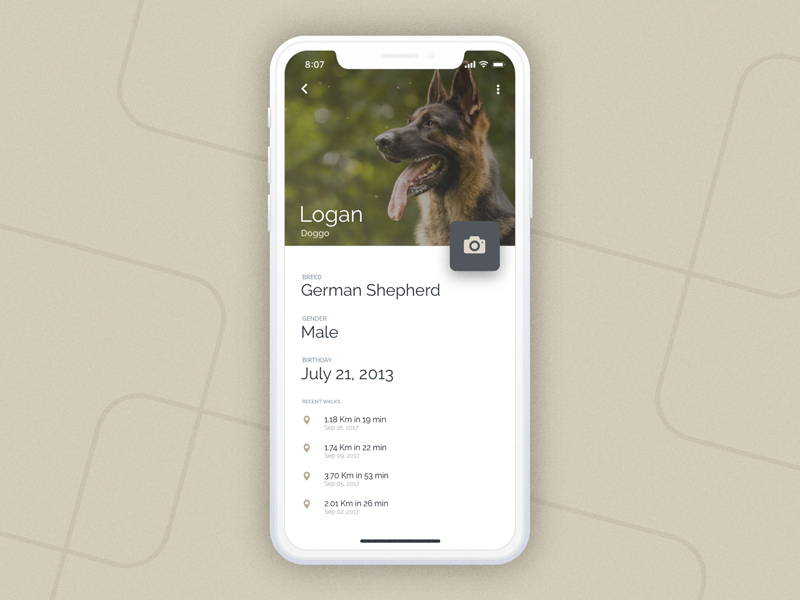 Dog Walk App Dog's Profile by Renan Araujo on Dribbble