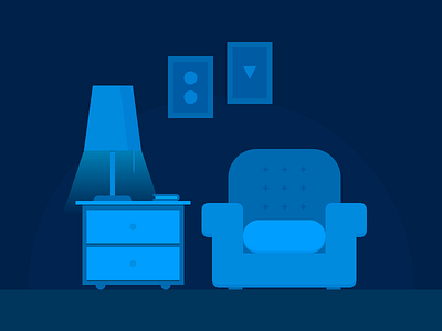 Living Room 🛋 art blue furniture home illustration lamp living room painting sketch sofa table vector