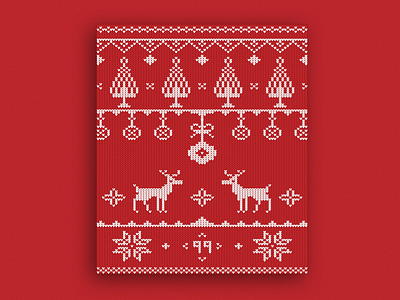 Christmas Sweater Card 🦌 - Happy Holidays card christmas free freebie illustration red snow snowflake sweater tree vector