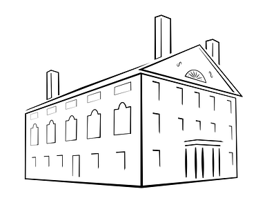 Sketch of Hamilton Hall, Salem MA architecture line art sketch