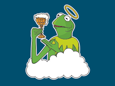Kermit The (Holy) Frog beer branding clouds design flat holy holy grail icon illustration kermit kermit the frog logo muppets vector