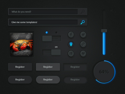 Dark UI kit + PSD