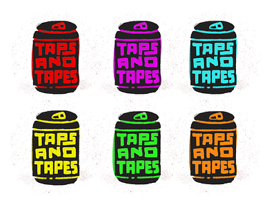 Taps and Tapes Branding beer beer can branding color palette event branding film film screening illustration logo neon