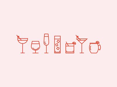 Penny Lane Cocktails bar cocktail design drink glass graphic icon iconography illustration linear menu minimal