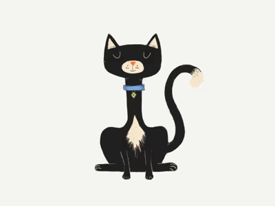 Colonel Whiskers animation black cat blink cat colonel eyes illustration mid century