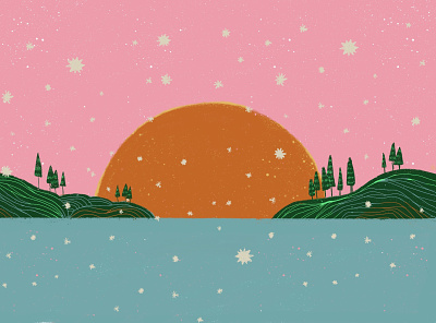 the sunset of your dreams dreamy illustration sunset whimsical