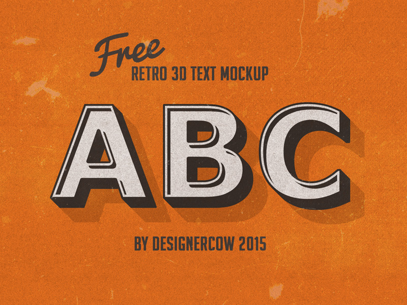 Download Free PSD Retro 3D Text Mockup by Designercow on Dribbble