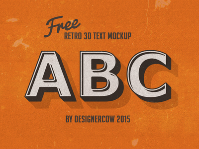 Download Free PSD Retro 3D Text Mockup by Designercow - Dribbble