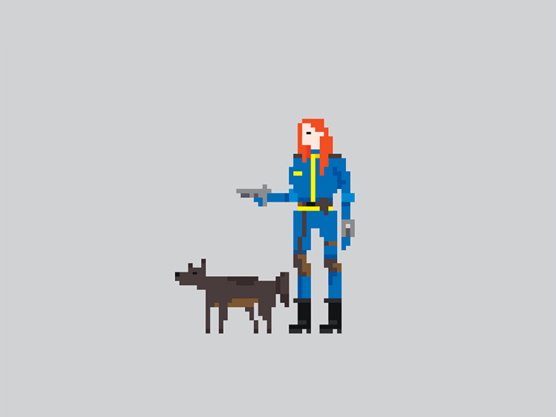 Fallout Character Animation animation art dog dogmeat fallout game pixel shooting vault video walking